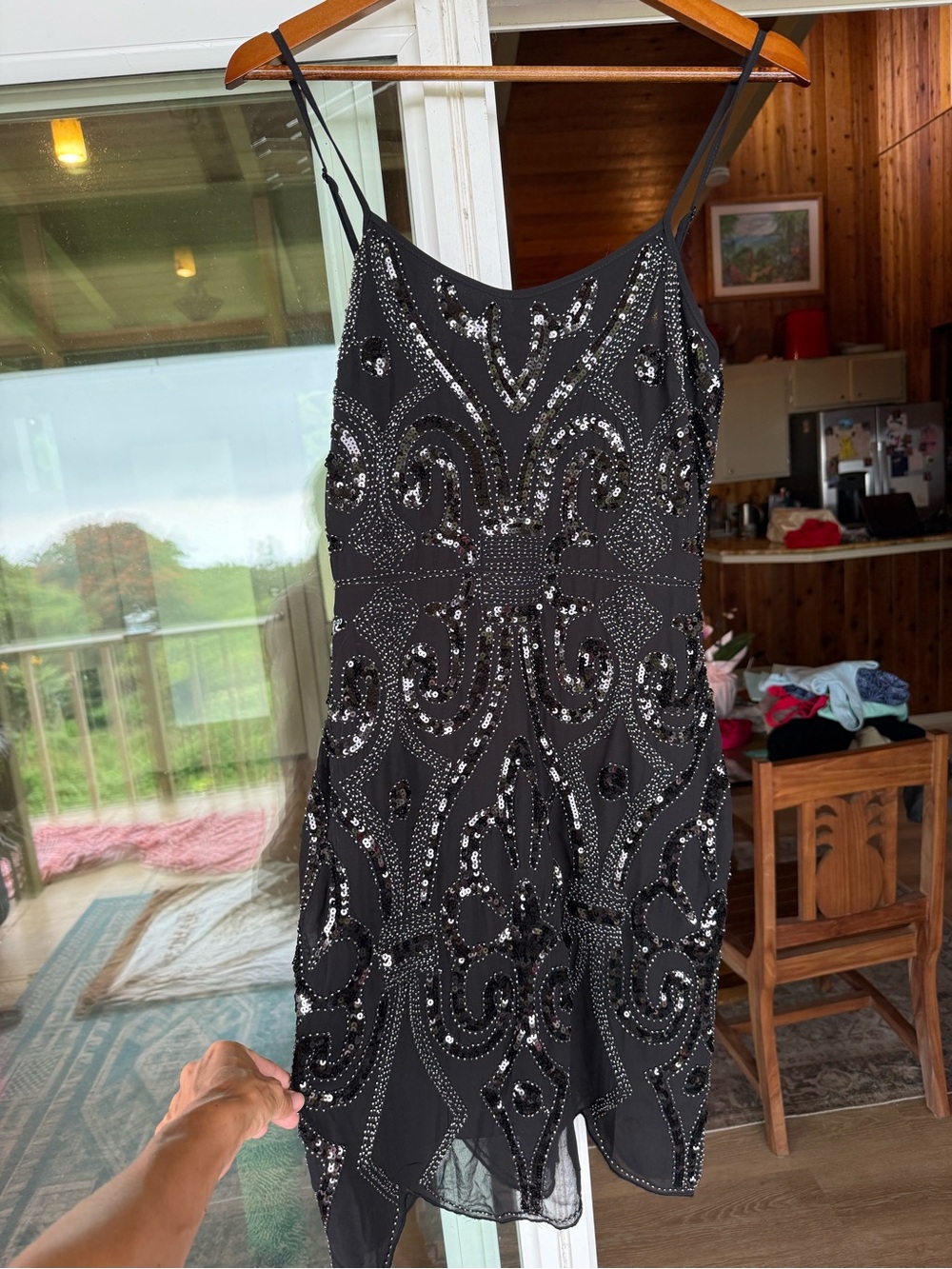 Elegant Black Sequin Slip Dress